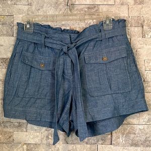 Loft Light denim shorts, elastic waist, chambray, soft, airy, pockets, silky